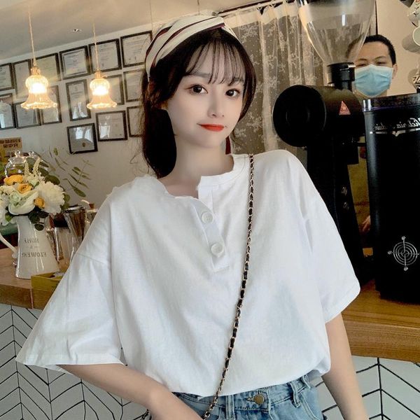 women's t-shirt short-sleeved ins fashionable design korean style loose student easy matching clothes slimming 2021summer, White
women's t-shirt short-sleeved ins fashionable design korean style loose student easy matching clothes slimming 2021summer, White