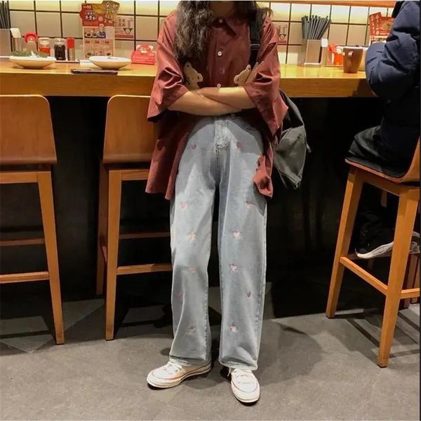 women's jeans jeans print heart high waist, plain vintage urban fashion. aj4m, Blue
women's jeans jeans print heart high waist, plain vintage urban fashion. aj4m, Blue