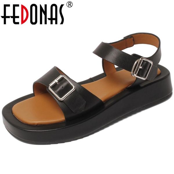sandals fedonas metal buckle women flat shoes punk genuine leather platform woman summer working office lady, Black
sandals fedonas metal buckle women flat shoes punk genuine leather platform woman summer working office lady, Black
