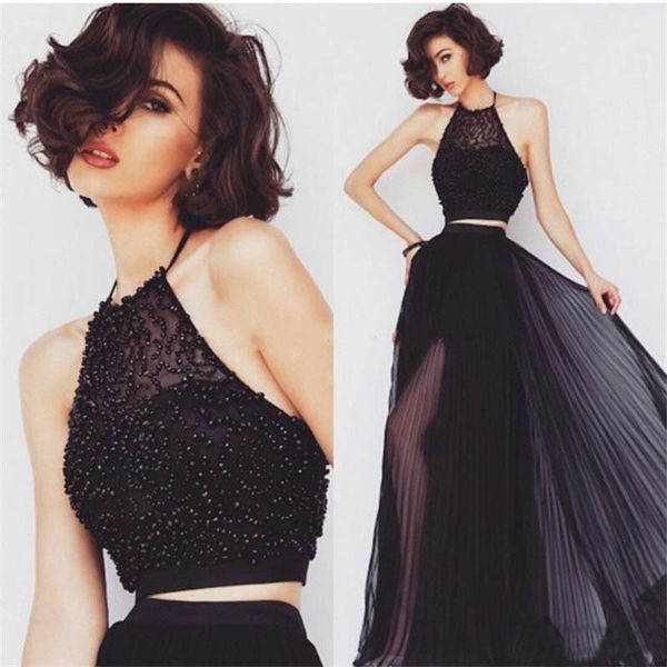 party dresses black two piece set prom long women halter neck side split evening dress for graduation homecoming, White;black
party dresses black two piece set prom long women halter neck side split evening dress for graduation homecoming, White;black