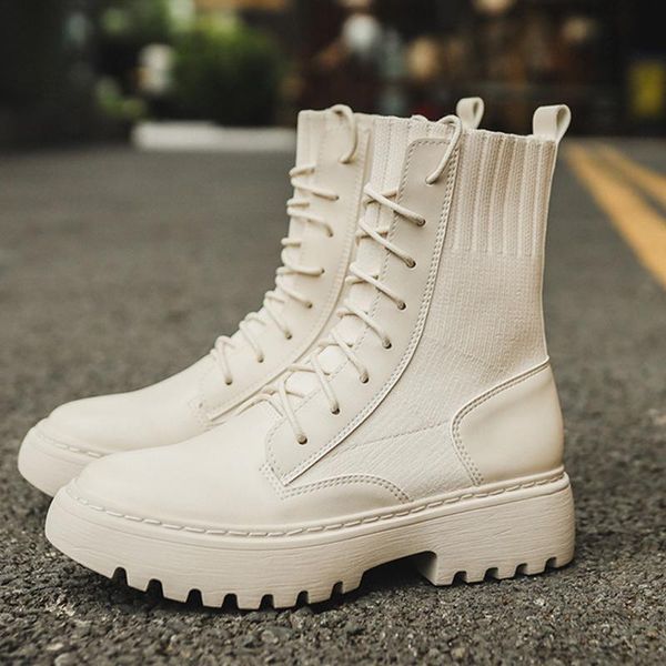 boots 2021 women pu leather splicing knitted round toe ankle platform motorcycle footwear ladies high-shoes booties, Black
boots 2021 women pu leather splicing knitted round toe ankle platform motorcycle footwear ladies high-shoes booties, Black