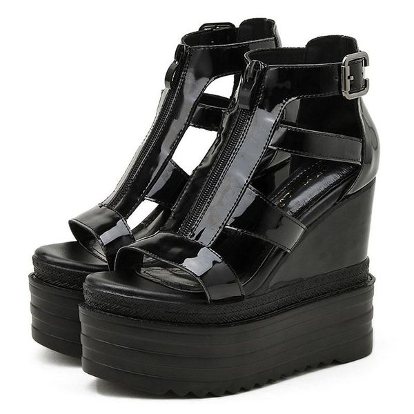 dress shoes ins vintage platform heels sandals women for party patent leather gladiator summer back zipper punk, Black
dress shoes ins vintage platform heels sandals women for party patent leather gladiator summer back zipper punk, Black