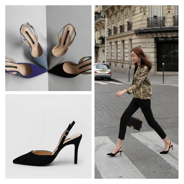 dress shoes pumps 6cm/8cm spring high-heeled with pointed suede word buckle hollow fashion sandals size 33-41, Black
dress shoes pumps 6cm/8cm spring high-heeled with pointed suede word buckle hollow fashion sandals size 33-41, Black