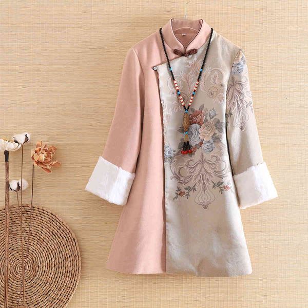 dress embro mill autumn women chinese style retro jacquard 3/4 sleeve elegant loose lady splice wool trench coat female s-2xl, Black;gray
dress embro mill autumn women chinese style retro jacquard 3/4 sleeve elegant loose lady splice wool trench coat female s-2xl, Black;gray