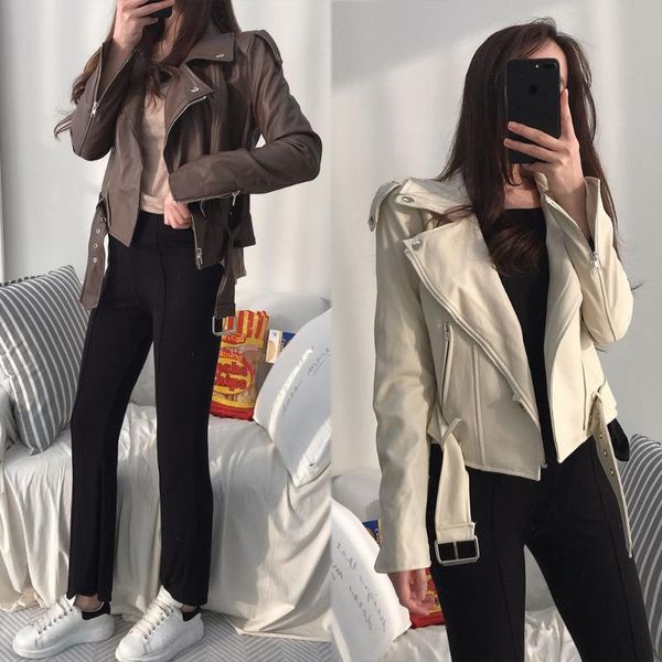 women's jackets early autumn korean version chic retro classic nostalgic short motorcycle lapel jacket leather women small coat, Black;brown
women's jackets early autumn korean version chic retro classic nostalgic short motorcycle lapel jacket leather women small coat, Black;brown