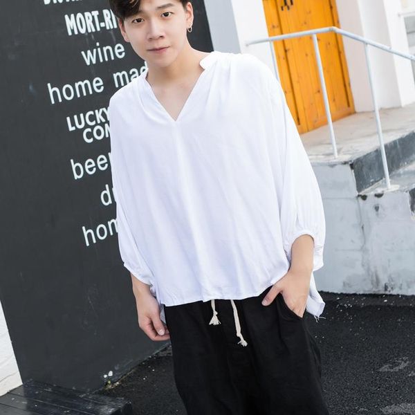 men's casual shirts summer korean loose xianqi shirt batshirt long sleeve hip hop nightclub hairstylist trendy man cool and breathable, White;black
men's casual shirts summer korean loose xianqi shirt batshirt long sleeve hip hop nightclub hairstylist trendy man cool and breathable, White;black