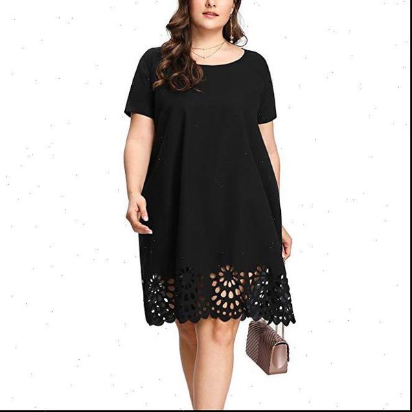 women dress crew neck lace short sleeve summer ladies loose casual dresses female solid color plus size, Black;gray
women dress crew neck lace short sleeve summer ladies loose casual dresses female solid color plus size, Black;gray