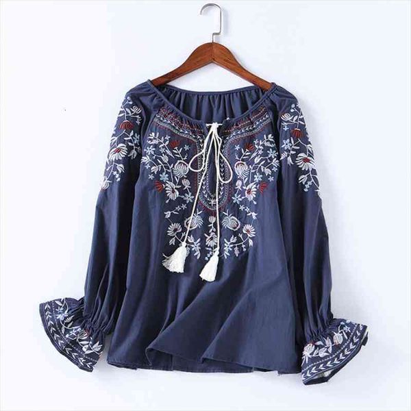 autumn floral embroidery cotton casual womens shirts lace-up o-neck ladies boho, White
autumn floral embroidery cotton casual womens shirts lace-up o-neck ladies boho, White