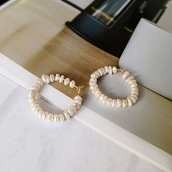 natural freshwater pearl hoop earring elegant circle dangle earrings handmade beads earrings boho women jewelry, Golden;silver
natural freshwater pearl hoop earring elegant circle dangle earrings handmade beads earrings boho women jewelry, Golden;silver