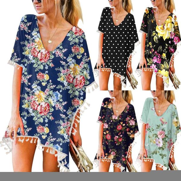 women's swimwear women beach dress print cover-ups beachwear 2021 ladies tassel short sleeve bathing chiffon cover up wrap, White;black
women's swimwear women beach dress print cover-ups beachwear 2021 ladies tassel short sleeve bathing chiffon cover up wrap, White;black