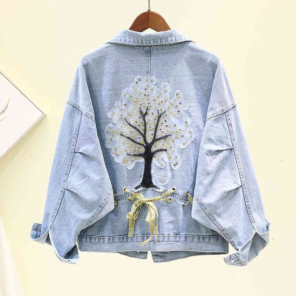 women's jackets korean style back flower embroidery patch denim women loose long sleeve pocket single breasted short jeans f 4kym, Black;brown
women's jackets korean style back flower embroidery patch denim women loose long sleeve pocket single breasted short jeans f 4kym, Black;brown