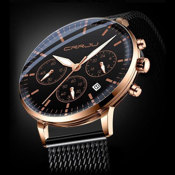 wristwatches crrju fashion mens watches black waterproof chronograph sport watch quartz men wristwatch relogio masculino, Slivery;brown
wristwatches crrju fashion mens watches black waterproof chronograph sport watch quartz men wristwatch relogio masculino, Slivery;brown