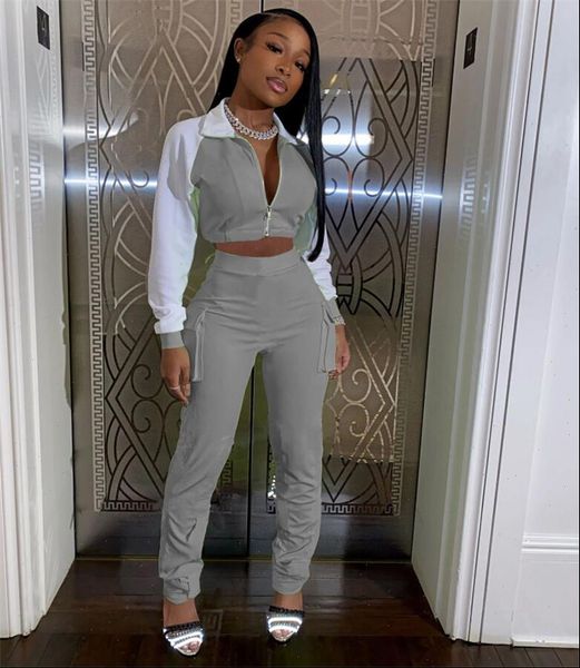 fashion casual luminous two women tracksuits piece sets patchwork zipper long sleeve jacket trousers pants clothes, Gray
fashion casual luminous two women tracksuits piece sets patchwork zipper long sleeve jacket trousers pants clothes, Gray