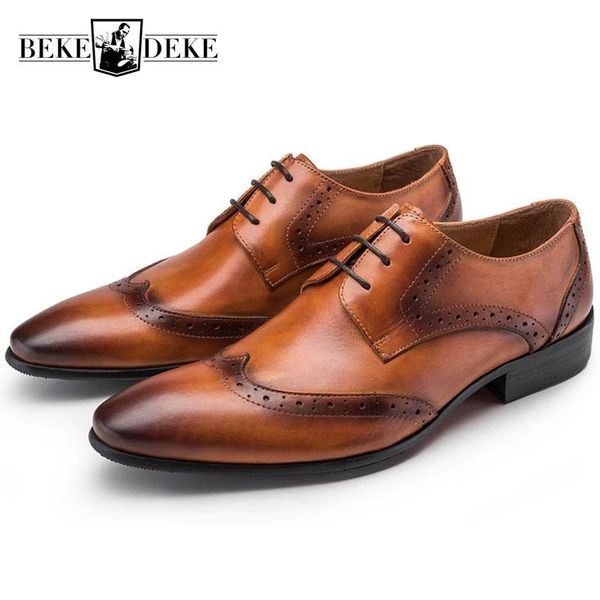 dress shoes wing tip brogue men fashion lace up pointed toe genuine leather male footwear business work formal solid, Black
dress shoes wing tip brogue men fashion lace up pointed toe genuine leather male footwear business work formal solid, Black