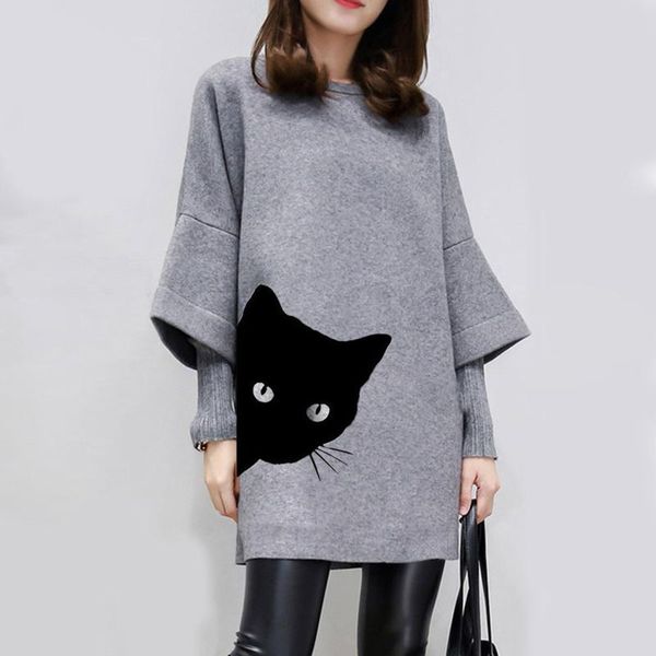 casual dresses women o-neck cat print winter dress patchwork loose plus size short long sleeve sweater korean of 2021, Black;gray
casual dresses women o-neck cat print winter dress patchwork loose plus size short long sleeve sweater korean of 2021, Black;gray