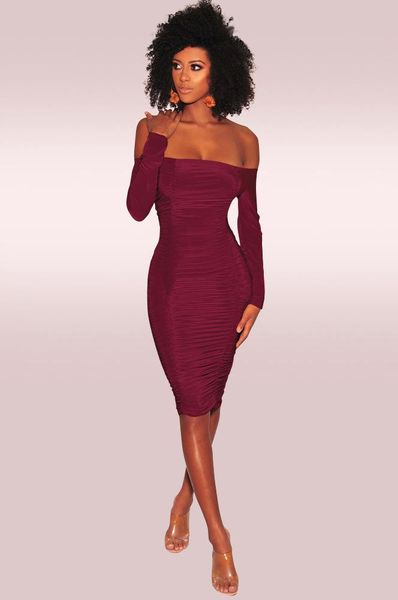 casual dresses red black color ruched sheath women dress slash neck backless full sleeve elegant bodycon knee length wmz2377, Black;gray
casual dresses red black color ruched sheath women dress slash neck backless full sleeve elegant bodycon knee length wmz2377, Black;gray