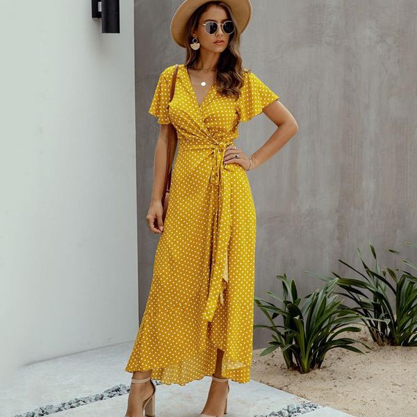 casual dresses summer maxi dress women polka dot v neck ruffles short sleeve holiday long beach sundress ladies lace up wrap party, Black;gray
casual dresses summer maxi dress women polka dot v neck ruffles short sleeve holiday long beach sundress ladies lace up wrap party, Black;gray