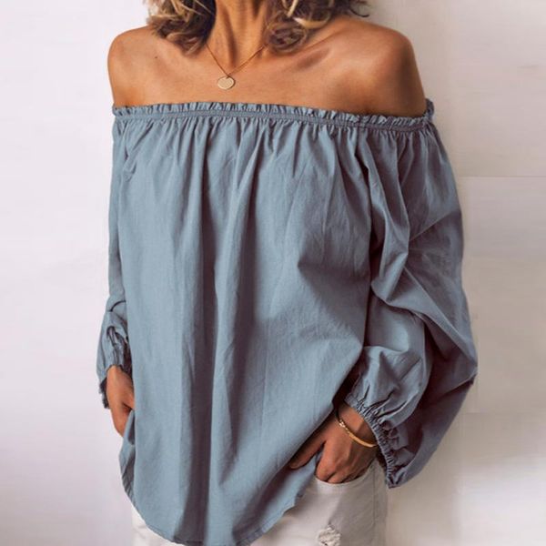 fashion women's casual solid off shoulder long sleeve shirt pleated t-shirt slash neck plus size, White
fashion women's casual solid off shoulder long sleeve shirt pleated t-shirt slash neck plus size, White