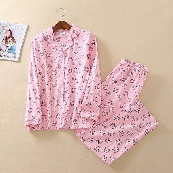 women's sleepwear full cotton ladies pajama set cute cartoon cat printed women pink autumn and winter sweet homewear casual wear 7, Black;red
women's sleepwear full cotton ladies pajama set cute cartoon cat printed women pink autumn and winter sweet homewear casual wear 7, Black;red