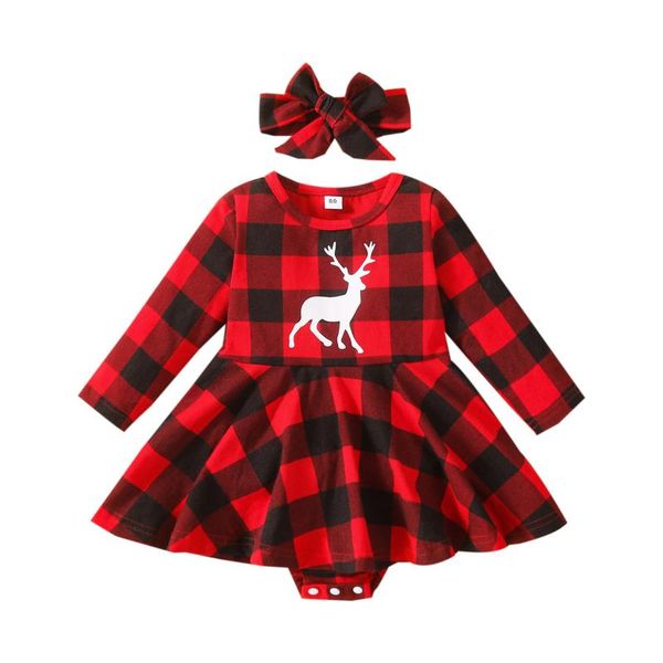 girl's dresses 2pcs baby christmas outfit, reindeer print plaid long-sleeve romper + hairband for toddler girls, Red;yellow
girl's dresses 2pcs baby christmas outfit, reindeer print plaid long-sleeve romper + hairband for toddler girls, Red;yellow