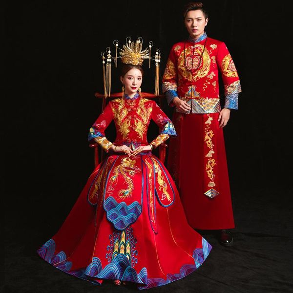 ethnic clothing chinese style bride wedding dress suzhou embroidery marriage set slim elegant cheongsam women toast gift, Red
ethnic clothing chinese style bride wedding dress suzhou embroidery marriage set slim elegant cheongsam women toast gift, Red