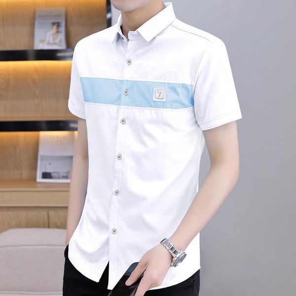 men's casual shirts short sleeve shirt 2021 spring and summer business leisure korean floral plaid work clothes, White;black
men's casual shirts short sleeve shirt 2021 spring and summer business leisure korean floral plaid work clothes, White;black