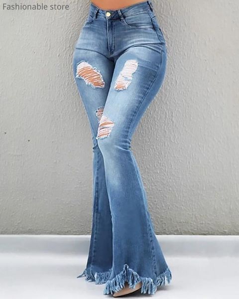 women's jeans women ripped bell-bottom skinny ol high waist holes tassel flare denim pants, Blue
women's jeans women ripped bell-bottom skinny ol high waist holes tassel flare denim pants, Blue