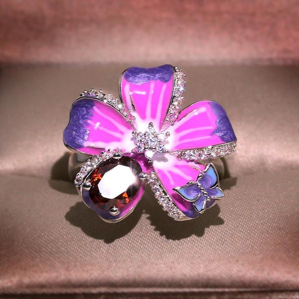 cluster rings exquisite purple flower butterfly ring 925 silver ladies jewelry handmade enamel female wedding party, Golden;silver
cluster rings exquisite purple flower butterfly ring 925 silver ladies jewelry handmade enamel female wedding party, Golden;silver
