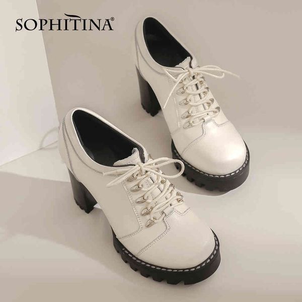 sophitina spring autumn genuine leather pumps round toe high platform super square heel lace up metal dress shoes po918 210513, Black
sophitina spring autumn genuine leather pumps round toe high platform super square heel lace up metal dress shoes po918 210513, Black