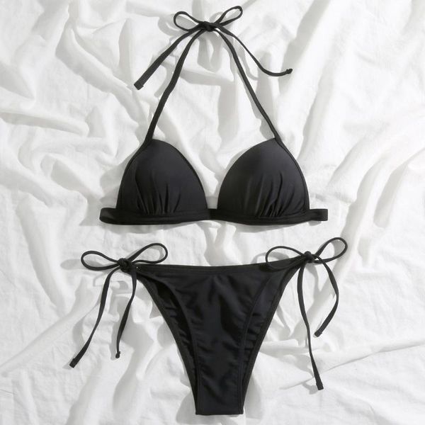 women's swimwear triangle push up brazilian bikini set side string women ruched bikinis bathing suit beach biquini bathers, White;black
women's swimwear triangle push up brazilian bikini set side string women ruched bikinis bathing suit beach biquini bathers, White;black