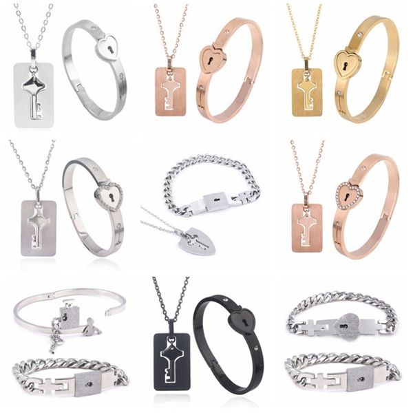 a couple lovers love heart lock bracelet stainless steel bracelets bangles key pendant necklace jewelry drop, Golden;silver
a couple lovers love heart lock bracelet stainless steel bracelets bangles key pendant necklace jewelry drop, Golden;silver