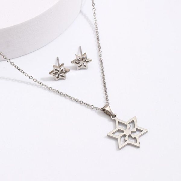 earrings & necklace women jewelry set stainless steel hollow star shape pendant surprise birthday gift for girlfriend, Silver
earrings & necklace women jewelry set stainless steel hollow star shape pendant surprise birthday gift for girlfriend, Silver