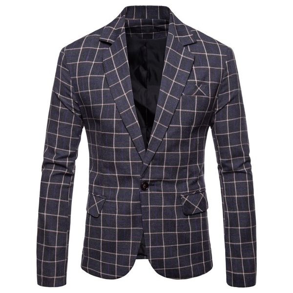 mens blazer jacket men's new autumn casual plaid men's suits without slit, White;black
mens blazer jacket men's new autumn casual plaid men's suits without slit, White;black