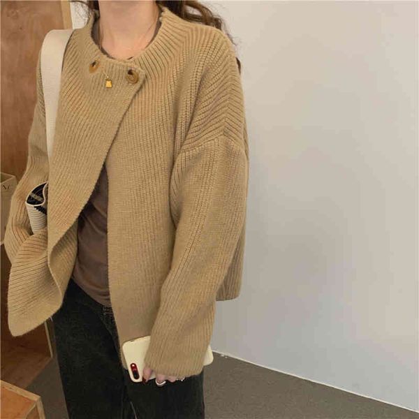 retro women solid sweater coat cardigans thick knitted casual autumn feminine loose all match soft sweet 210416, White;black
retro women solid sweater coat cardigans thick knitted casual autumn feminine loose all match soft sweet 210416, White;black