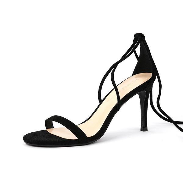 women sandals high heels summer shoes flock lace up 8.5cm thin round toe shallow black
women sandals high heels summer shoes flock lace up 8.5cm thin round toe shallow black