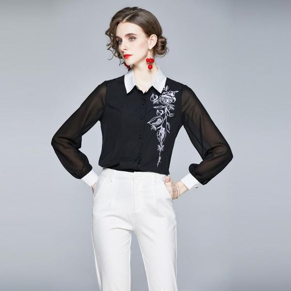 office ladies spring autumn women embroidery shirts runway white lapel collar long sleeve patchwork chiffon black blouses women's &
office ladies spring autumn women embroidery shirts runway white lapel collar long sleeve patchwork chiffon black blouses women's &