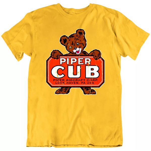 airplane tee piper aircraft plane vintage cub flyer association bear t shirts, White;black 
airplane tee piper aircraft plane vintage cub flyer association bear t shirts, White;black