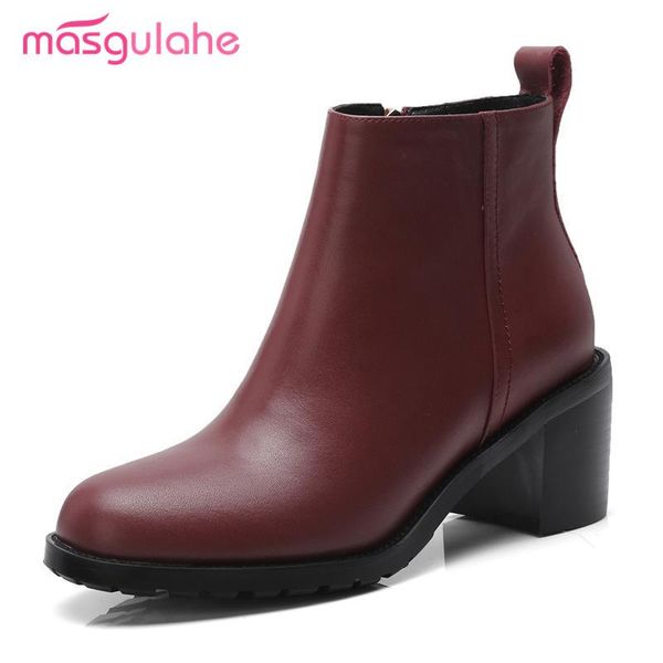 boots masgulahe genuine leather simple solid round toe high thick heels ankle side zipper autumn winter womens shoes, Black
boots masgulahe genuine leather simple solid round toe high thick heels ankle side zipper autumn winter womens shoes, Black