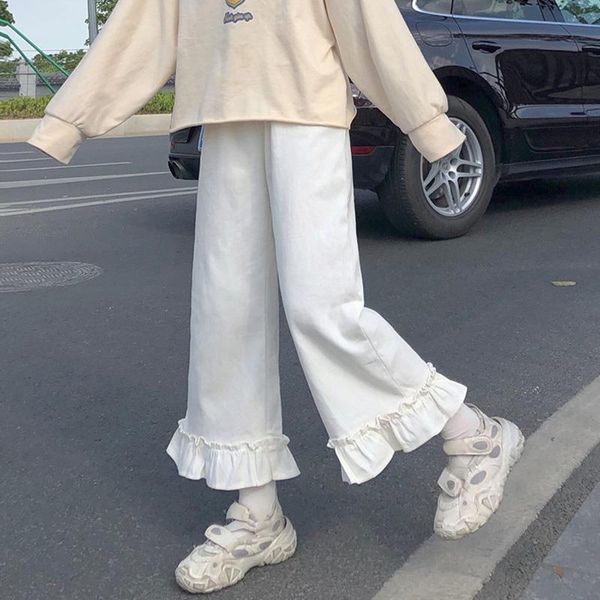 wild elastic waist casual women capris autumn straight student cute girls high wide leg loose ruffle regular trousers, Black;white
wild elastic waist casual women capris autumn straight student cute girls high wide leg loose ruffle regular trousers, Black;white