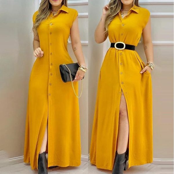 casual dresses women's long shirt dress turn down collar solid sleeveless single breasted lady robe summer 2021 elegant fashion, Black;gray
casual dresses women's long shirt dress turn down collar solid sleeveless single breasted lady robe summer 2021 elegant fashion, Black;gray
