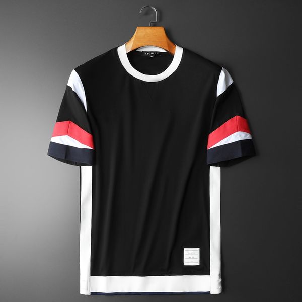 2022 summer tencel cotton personality stitching embroidery short-sleeved t-shirt men's korean version slim trend top, White;black
2022 summer tencel cotton personality stitching embroidery short-sleeved t-shirt men's korean version slim trend top, White;black