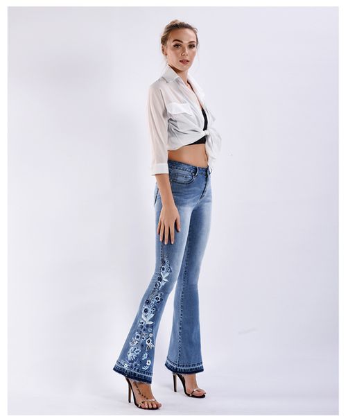 jeans -style Msxu denies embroidered pants with a broad leg washed denim breeches burning brim size cotton, Blue
jeans -style Msxu denies embroidered pants with a broad leg washed denim breeches burning brim size cotton, Blue
