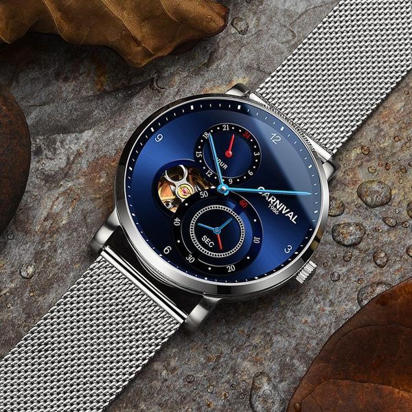 carnival men's watches switzerland automatic mechanical watch male waterproof hollow out clock sapphire c8026g-2 wristwatches, Slivery;brown
carnival men's watches switzerland automatic mechanical watch male waterproof hollow out clock sapphire c8026g-2 wristwatches, Slivery;brown