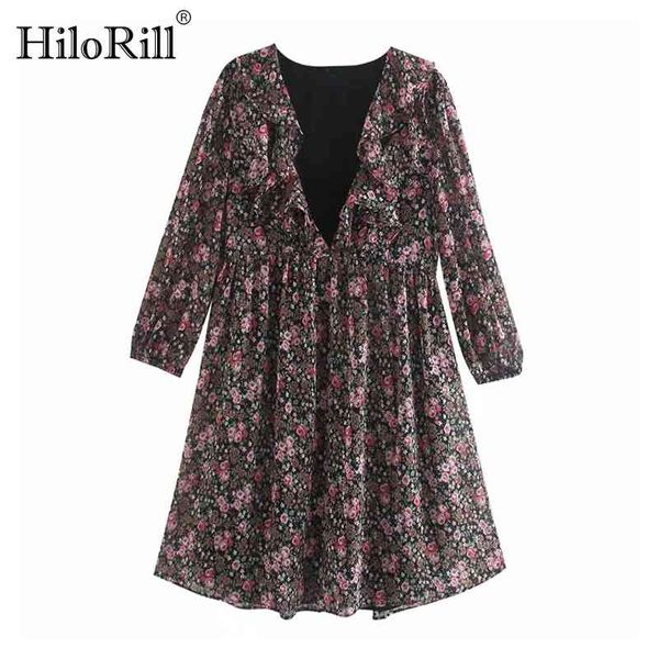 deep v neck floral print boho dress ruffles chiffon mini sundress long sleeve beach pleated femme robe 210508, Black;gray
deep v neck floral print boho dress ruffles chiffon mini sundress long sleeve beach pleated femme robe 210508, Black;gray