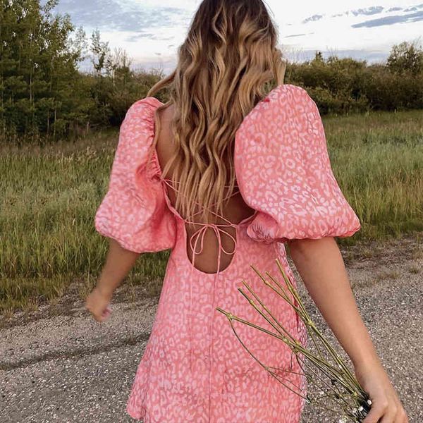 casual dresses elegant satin floral jacquard dress backless women mini puff sleeve female vestidos 0pwz, Black;gray 
casual dresses elegant satin floral jacquard dress backless women mini puff sleeve female vestidos 0pwz, Black;gray