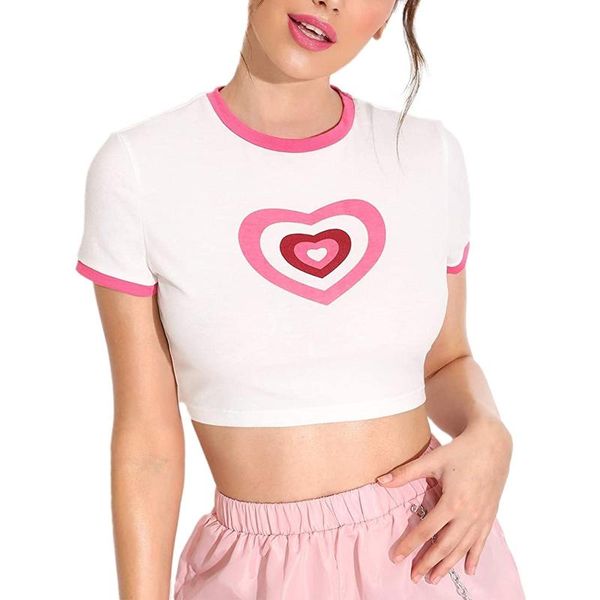 women's t-shirt girls leisure style slim summer ladies heart/butterfly/earth printing round collar short sleeve midriff-baring base sh, White
women's t-shirt girls leisure style slim summer ladies heart/butterfly/earth printing round collar short sleeve midriff-baring base sh, White