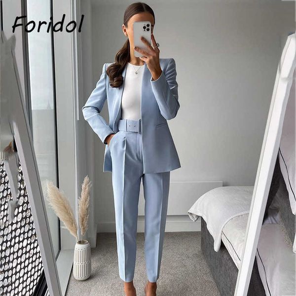 foridol hidden button blazer pants set suit high street ladies office matching spring autumn coat 210930, White
foridol hidden button blazer pants set suit high street ladies office matching spring autumn coat 210930, White