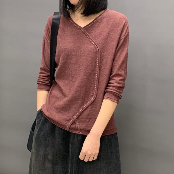 women's t-shirt 2021 summer knitted women t-shirts irregular v-neck long-sleeved loose lady elegant pulls outwear coat, White
women's t-shirt 2021 summer knitted women t-shirts irregular v-neck long-sleeved loose lady elegant pulls outwear coat, White