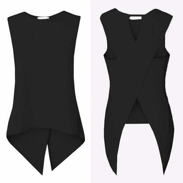 women's t-shirt summer women fashion sleeveless back cross irregular t shirt female tees black, White
women's t-shirt summer women fashion sleeveless back cross irregular t shirt female tees black, White