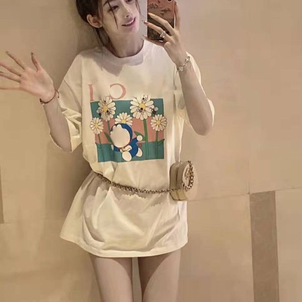 fashion gu + new summer robot cat co smell flower fragrance blue fat sweet age reducing round neck short sleeve women's, White
fashion gu + new summer robot cat co smell flower fragrance blue fat sweet age reducing round neck short sleeve women's, White